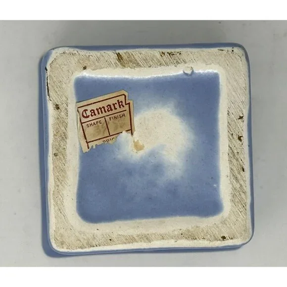 Vtg 1940s/1950s CAMARK POTTERY DELPHINEUM BLUE 7.25" VASE #639 Draping w/Sticker - Picture 6 of 9